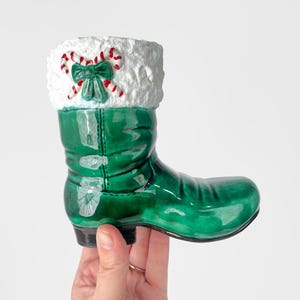 Vintage Christmas Santa Boot Ceramic Vase Planter