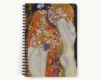 Gustav Klimt Water Serpents A5 Notebook, Spiral Lined Notepad, Art Lover Gift