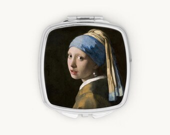 Girl With a Pearl Earring Compact Mirror, Vermeer Art Pocket Mirror, Literary Gifts for Her