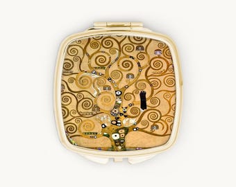 Gustav Klimt Tree of Life Compact Mirror, Art Nouveau Pocket Mirror, Vintage Gold Art Lover Gift