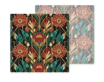 Art Nouveau Glass Coasters: Vintage 1920s Art Deco Design