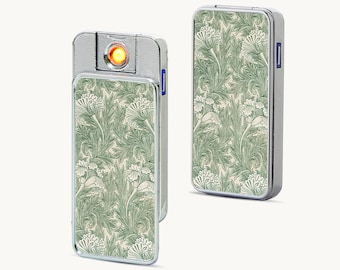 William Morris Electric Lighter, Tulip Rechargeable USB Lighter, Cottagecore Gift For Smoker