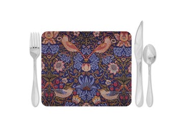 William Morris Strawberry Thief Placemats & Coasters: Hand Printed MDF Set