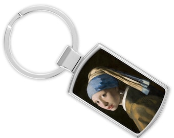 Vermeer Girl with a Pearl Earring Keyring - Handmade Art Keychain, Gift Boxed
