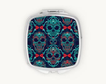 Sugar Skull Compact Mirror, Gothic Make Up Mirror, Day of The Dead, Alternate Pocket Mirrors
