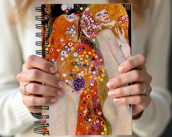 Gustav Klimt Sea Serpents Spiral Notebook: Classic Art, A5/A6, Handmade