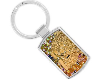 Gustav Klimt Tree of Life Keyring: Handmade Art Keychain, Gift Boxed