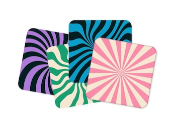 Retro Swirl Coaster Set: Funky Pop Art Drink Mats