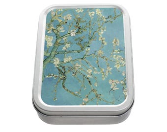 Van Gogh Almond Blossom Tin: Silver Aluminum Small Storage Box
