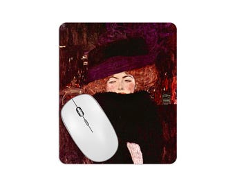 Art Nouveau Mousepad Gustav Klimt Dame mit Hut und Federboa Mouse Matt