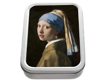 Vermeer, Girl with a Pearl Earring Storage Tin: Silver Aluminium Small Box
