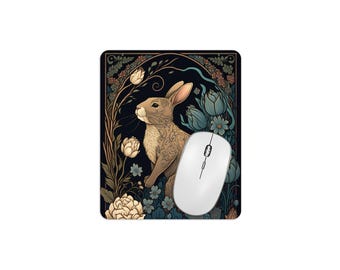 Art Nouveau Rabbit Mousepad Mouse Mat Bohemian Floral Desktop Gift Office Decor
