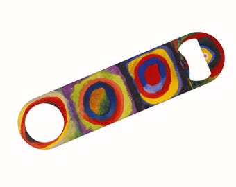 Kandinsky Inspired Bottle Opener, Abstract Art Bar Blade, Colourful Stainless Steel, Modern Art Beer Opener Gift