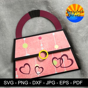Porta carte regalo borsa in formato SVG, carta regalo in formato SVG, modello porta carte regalo, File di taglio, Cricut, Silhouette, Tutte le occasioni, Per lei, Festa della mamma
