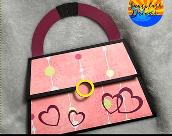Sac à main porte-cartes cadeau svg, svg de carte-cadeau, modèle de porte-cartes cadeau, fichier coupé, Cricut, Silhouette, toutes les occasions, pour elle, fête des mères