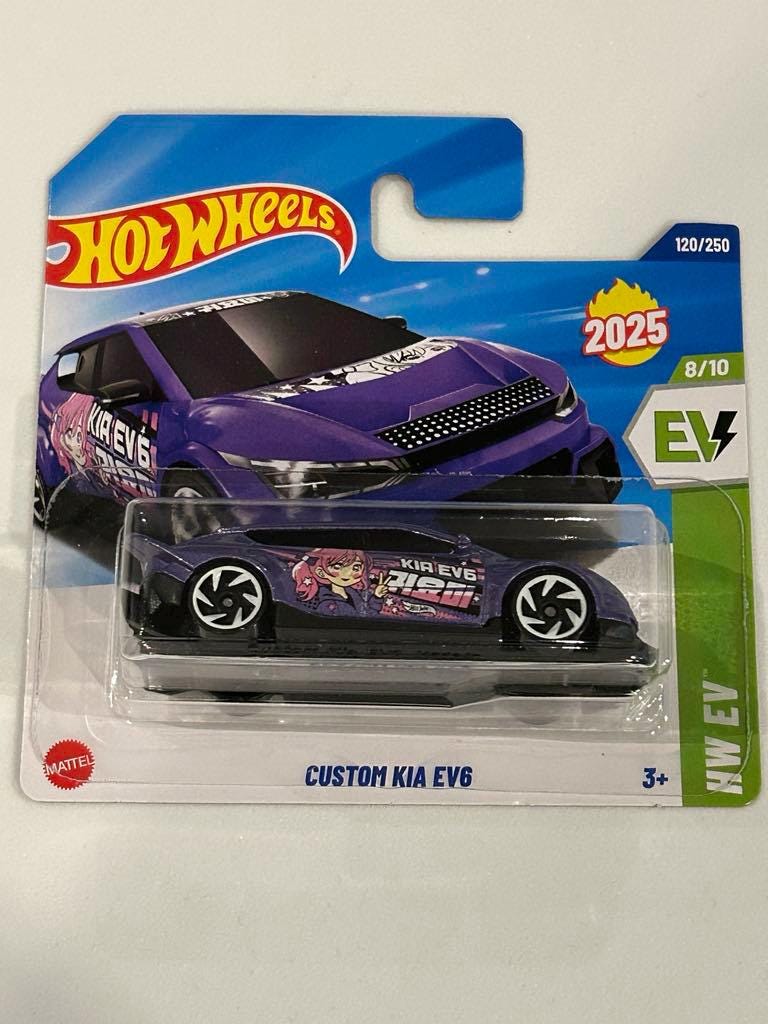 Hot Wheels - Custom Kia EV6 – HW EV 8/10 – HYW22 – Short Card – Viola metallizzato – Mattel 2025 – 1:64