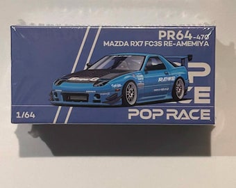 Pop Race 1/64 1/64 Mazda RX-7 (FC3S) Re-amemiya, Blue Tokyo Auto