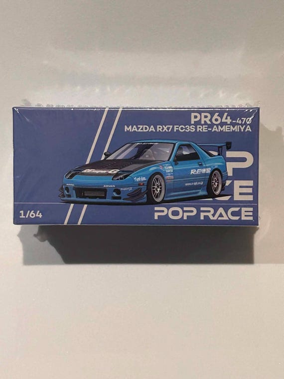 Pop Race 1/64 1/64 Mazda RX-7 (FC3S) Re-amemiya, Blue Tokyo Auto