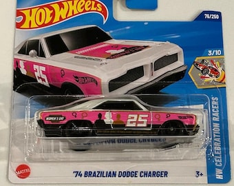 ホット ウィール 1974 ブラジル ダッジ チャージャー - 赤と黄色の