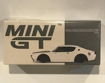 Mini GT 1/64 1973 Nissan Skyline Kenmeri Liberty Walk, White LBWK