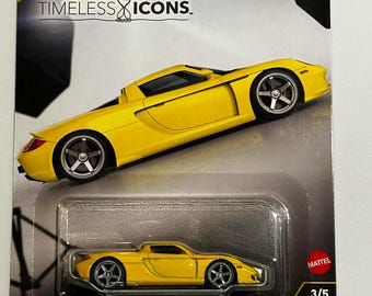 Hot Wheels Porsche Carrera Gt-yellow With Black Stripe-long Card