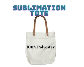 Bulk Sublimation Tote Bag, 100% Polyester, PU Leather Handle