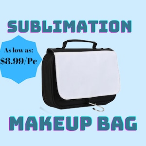 Makeup Organizer Bag with Hook, Toiletry Sublimation Bag, Accessory Bag for Infant or Baby , 100% Polyester Panel