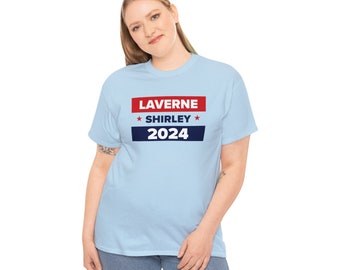 Blue Laverne & Shirley Joe Biden Donald Trump Political Funny Joke President  Republican Democrat 2024 &#39;24 Election Unisex Cotton Tee Shirt