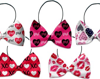 Charming Valentine's Day Dog Bow Ties - 5 Festive Designs Available - Perfect for Your Pooch's Love Day Look