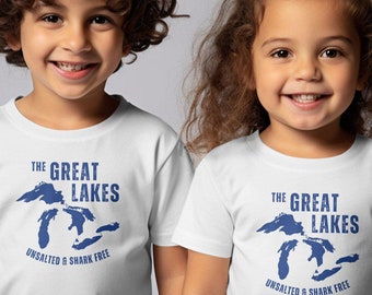 Youth Great Lakes Shirts, Unsalted and Shark Free Shirt, Kids Toddlers Mens T Shirt, The Great Lakes Sweatshirt Women, Lake Michigan Tshirts