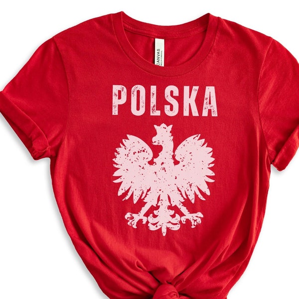 Polska Shirt, Vintage Polish Eagle T-shirt, Distressed Tshirt Matching Family T Shirt Men Women Kids, Poland Travel Holiday Gift Couple Tees