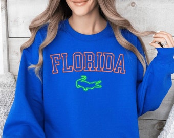 Retro Gator Crewneck Sweatshirt, Florida Alligator Shirt, Football Fan Apparel Women, Youth Tees