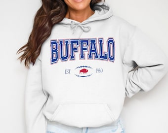 Buffalo Football Hoodie Est. 1960 Sweatshirt, Vintage Buffalo Hoodies, Buffalo Clothes Men, Buffalo Womens Apparel, Fan Gift Hooded Sweater