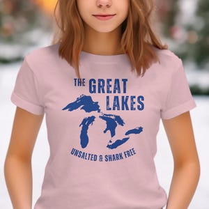 Youth Great Lakes Shirts, Unsalted and Shark Free Shirt, Kids Toddlers Mens T Shirt, The Great Lakes Sweatshirt Women, Lake Michigan Tshirts