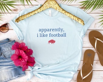 Trendy Buffalo Football T-Shirt Women, Apparently I Like Football Graphic Tee, Funny Fan Gift