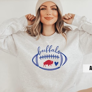 Buffalo Football Sweatshirt, Cozy Buffalo Fan Apparel, Women's Buffalo Team Pullover, Game Day Sweatshirt, Ash Color Sweater