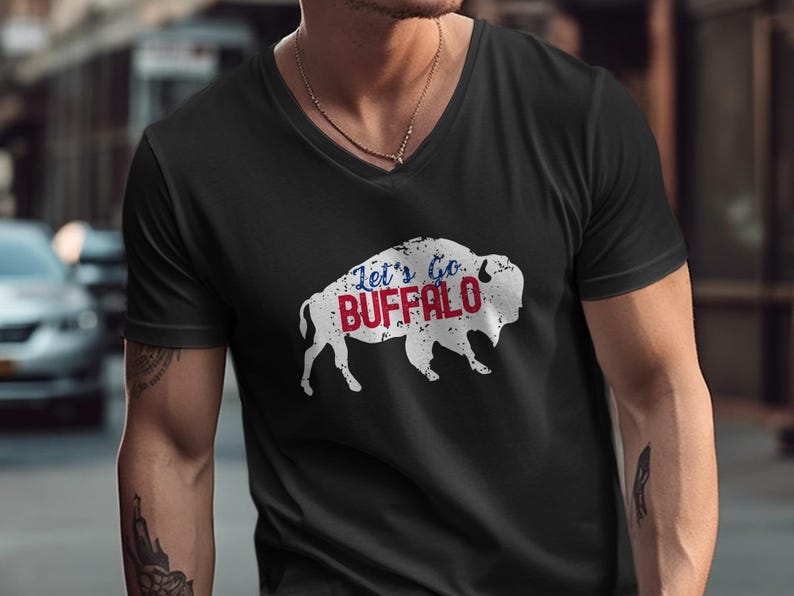 Let's Go Buffalo Shirt Women V-Neck, Buffalo Football Sweatshirts Kids, Toddler Buffalo T Shirts Men, Family Matching Shirts Buffalo NY Gift image 5