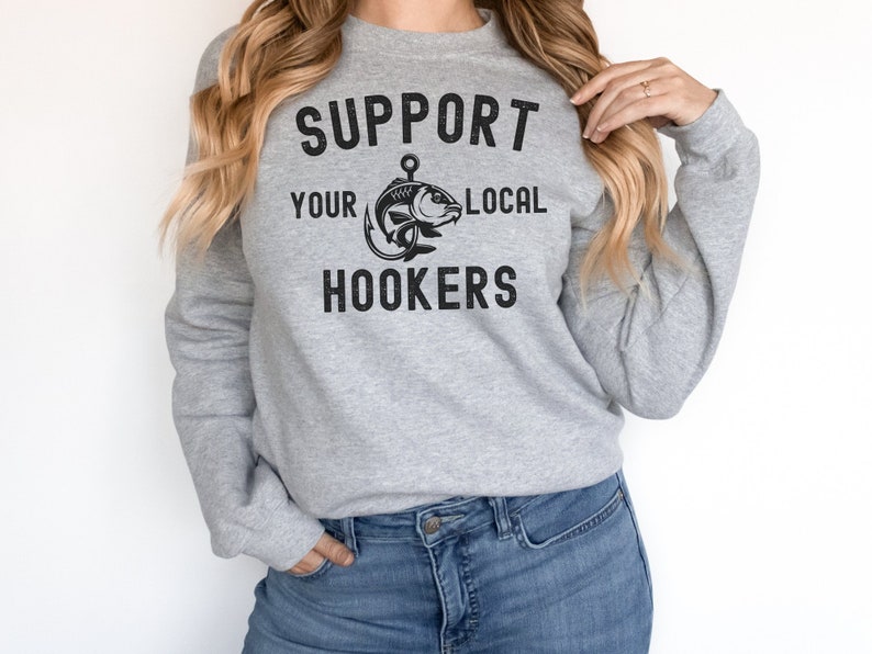 Support Your Local Hookers Funny Fishing T-Shirt, Graphic Tee for Anglers, Men's Tshirt Funny Gift for Fishermen Father's Day Gifts for Dad image 5