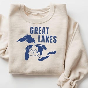 The Great Lakes State Sweatshirt, Lake Michigan T-Shirt, Great Lakes Women, Great Lake Life Shirt,  Lakes Mens Apparel Great Lakes Crewneck