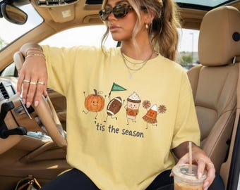 Tis The Season Comfort Colors® T-Shirt  PSL Autumn Fall Vibes Game Day Cute Graphic Tee Kids Youth