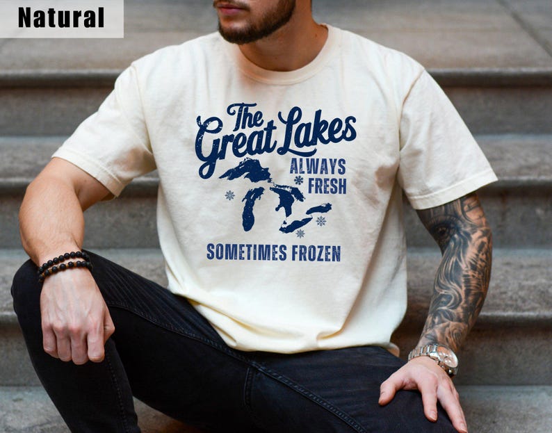 Always Fresh Sometimes Frozen Sweatshirt, Great Lakes Crewneck, Lake Michigan Sweatshirt, Lake Life Sweater Women, The Great Lakes Mens Tees image 6