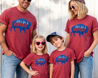 Let’s Go Buffalo Family Shirt, Comfort Colors® Vintage Football Tee, Matching WNY Group Gift