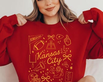 Kansas City Crewneck Sweatshirt Women, Vintage Kansas City Football Men, Varsity Kansas City Shirt Retro Womens Apparel Sweater Gift Him Her