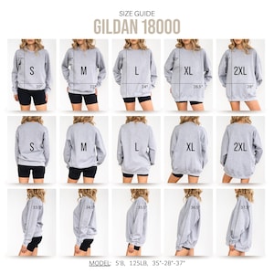Oversized Sweatshirt, Unisex Gildan 18000, Cozy Casual Pullover, Size Guide Included, Essential Daily Wear, Perfect Gift