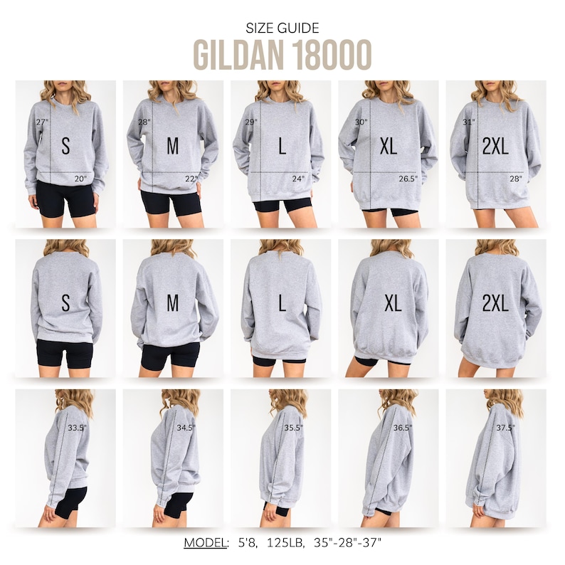 Oversized Sweatshirt, Unisex Gildan 18000, Cozy Casual Pullover, Size Guide Included, Essential Daily Wear, Perfect Gift