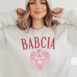 Babcia Gift Polish Eagle Crewneck Sweatshirt Babcia Sweater, Cute Birthday Gift for Babcia Polish Falcon Grandma Blouse Women Polish Mom MIL