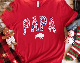 Retro Buffalo Papa Shirt, Trendy Buffalo Football Fan Sweatshirt, Striped Varsity Letters Tee, Buffalo Crewneck, Buffalo Dad Gift Christmas
