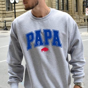 Papa Buffalo Sweatshirt Dad, Vintage Buffalo Football Sweatshirt Buffalo Crewneck Men Buffalo Football Sweater Fathers Day Buffalo Fan Shirt