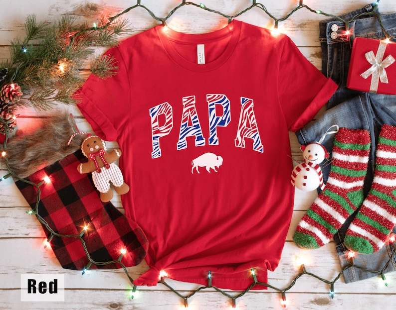Papa Buffalo Plaid Shirt, Christmas Family Matching Outfits, Red Holiday Tee, Buffalo Check Papa Shirt, Christmas Pajamas