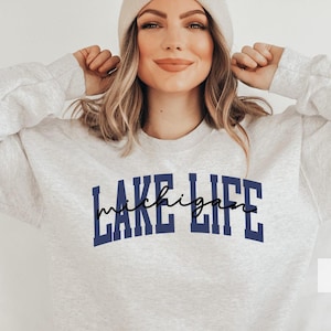 Michigan Lake Life Sweatshirt Women, Michigan Great Lakes Sweatshirt, Unsalted and Shark Free Shirt, Lake Michigan Shirt Lake Life Shirt Men
